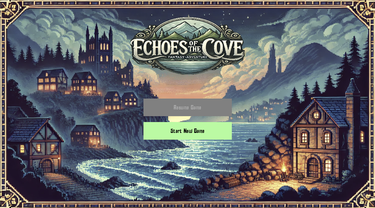 Main menu of Echoes of The Cove